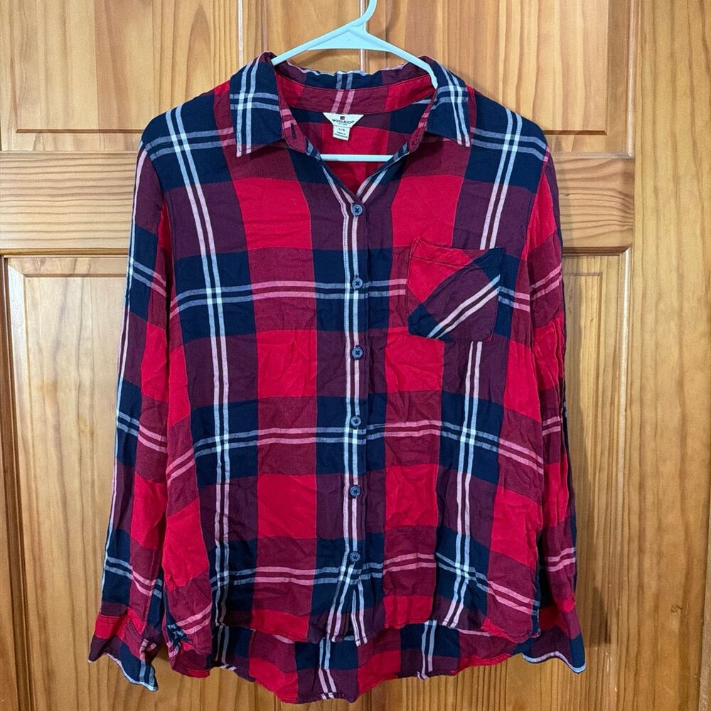 Women's Woolrich Red Plaid Button Down Long Sleeve Shirt Size L